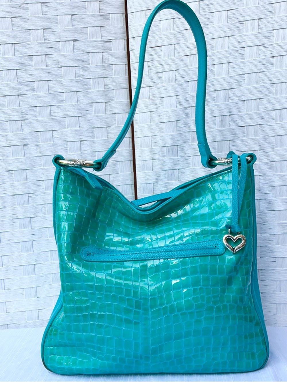 Brighton Blue Embossed Leather Shoulder Bag